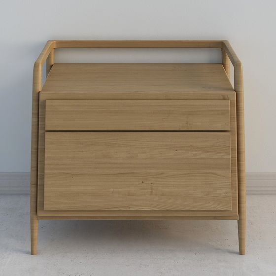 Stylish Wooden Nightstand 3D model