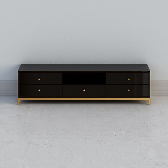 Elegant Black TV Cabinet 3D model