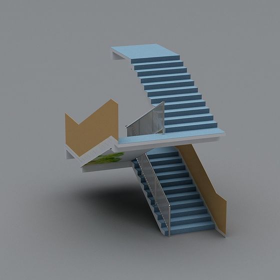 Elegant Low-Polygon Staircase 3D model Design