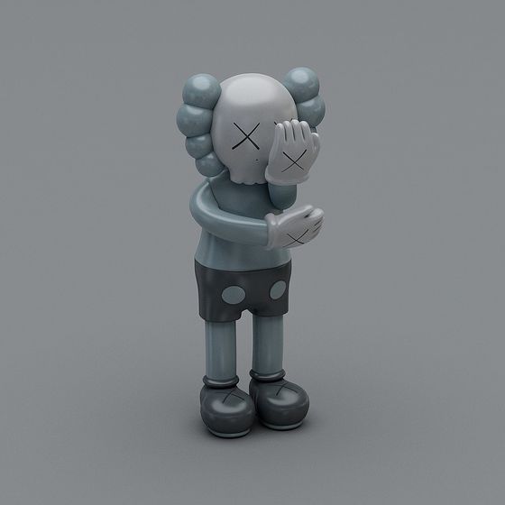 Kaws Companion 3D model in Low Poly Style