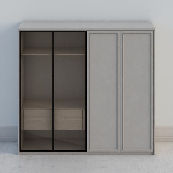 Modern Minimalist Sliding Wardrobe 3D model