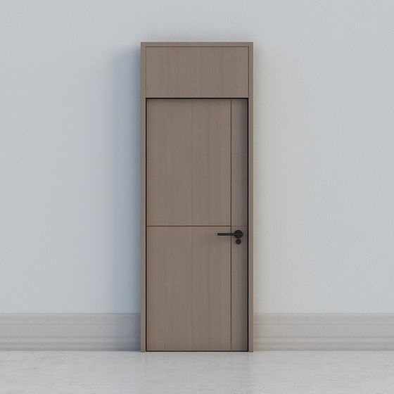 Modern Dark Beige High Door 3D Model in Wood Color
