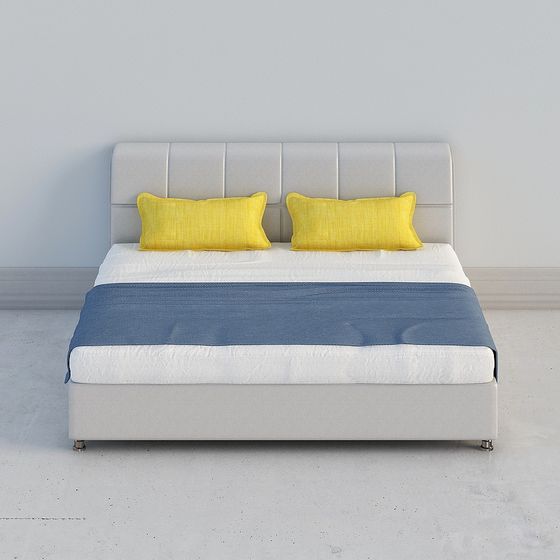 Elegant Low-Polygon 3D Bed Model for Modern Designs