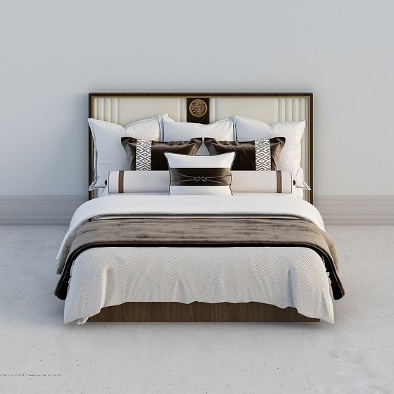 Elegant Low-Poly Bed 3D Model for Modern Design