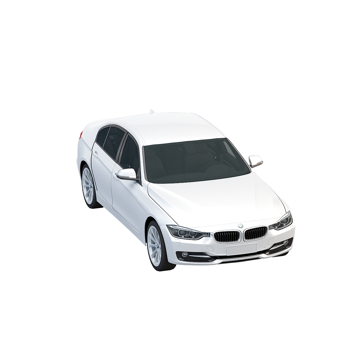 Classic Car 3D Model – Low Poly White Metallic