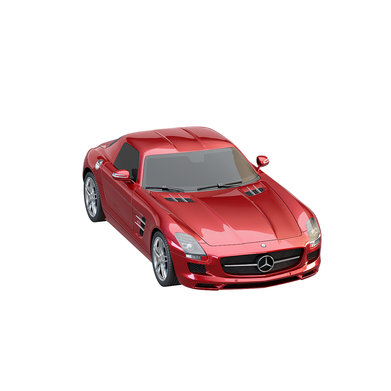 Low-Poly Mercedes SLS AMG 3D Model – Red Sports Car