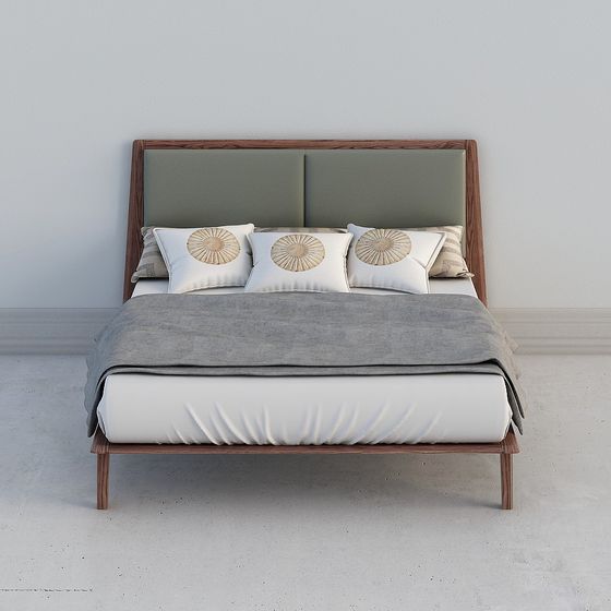 Cozy Low-Poly Bed Frame 3D model for Modern Interiors