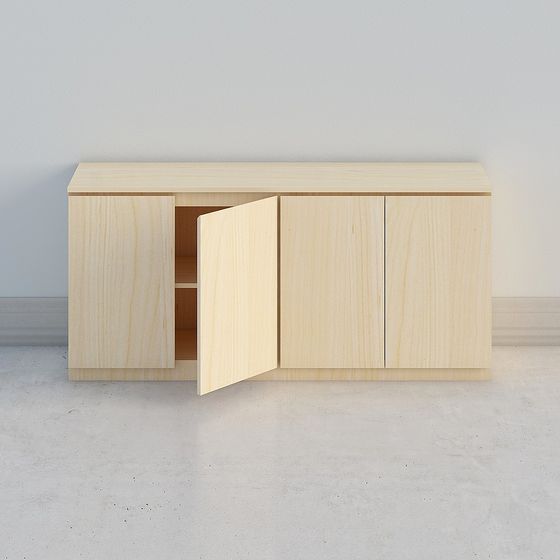 Low Poly Wooden Storage Cabinet 3D model