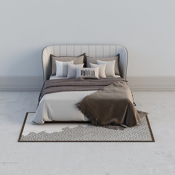 Modern Minimalist 3D Bed Model Design