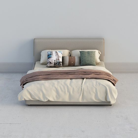Stylish Low-Polygon Bed 3D model for Modern Interiors
