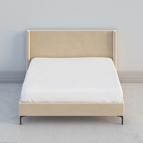 Elegant Low-Polygon Bed Frame 3D model