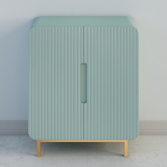 Stylish Striped Storage Cabinet 3D model