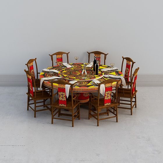 African-Themed Dining Table 3D model