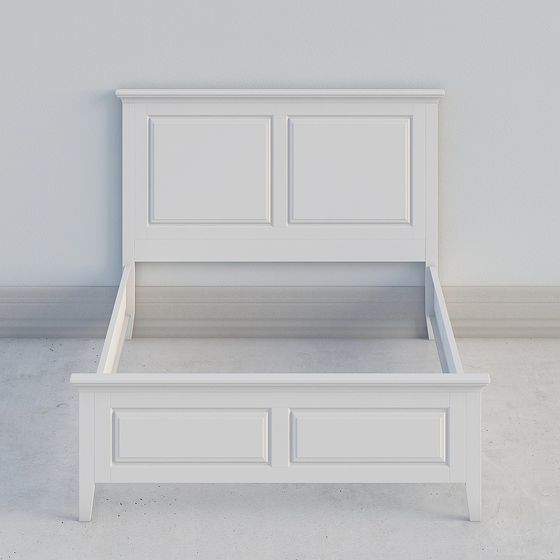 Minimalist White Bed Frame 3D model