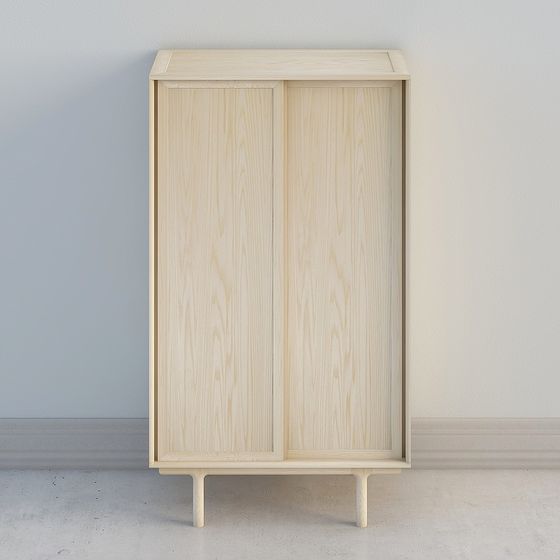 Stylish Sliding Door Storage Cabinet 3D model