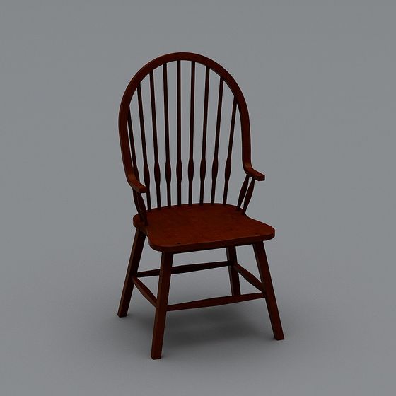 Elegant Low-Polygon Wooden Chair 3D model