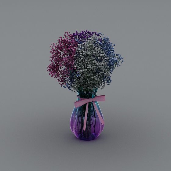 Elegant Glass Vase with Daisies 3D model