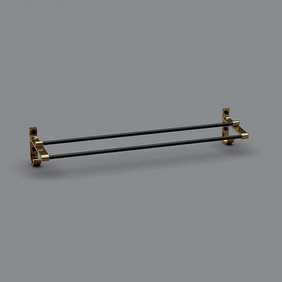 Elegant Golden Double Rod Towel Rack 3D model