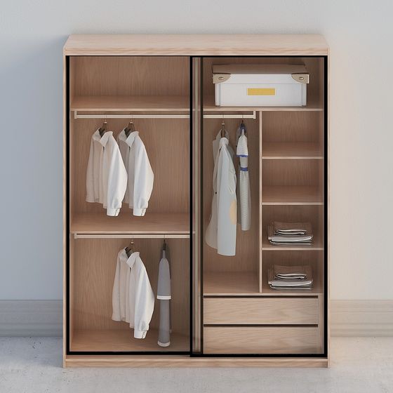 Simple and Practical Sliding Door Wardrobe 3D model