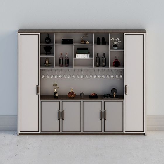 Elegant Low-Poly Bar Cabinet 3D Model