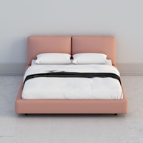 Modern Minimalist 3D Bed Model for Cozy Bedrooms