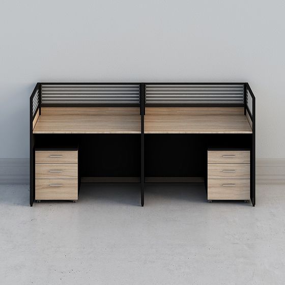 Modern Minimalist Double Office Desk 3D model