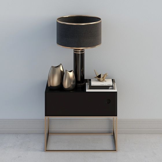 Elegant Black Nightstand 3D model for Modern Interiors