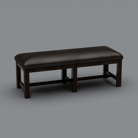 Elegant Leather Bench 3D Model for Modern Interiors