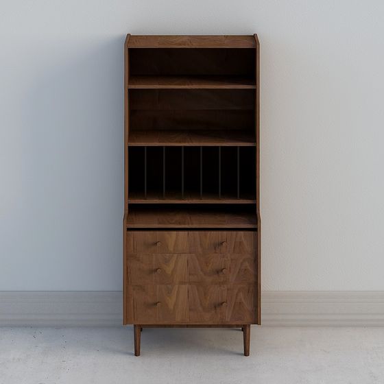 Vintage-Inspired Low-Poly Bookshelf 3D model