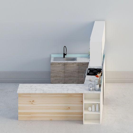 Sleek Kitchen Design 3D model for Creative Projects