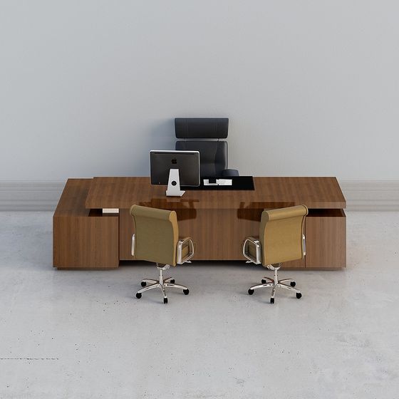 Sleek Low-Poly Office Desk 3D model for Creative Spaces