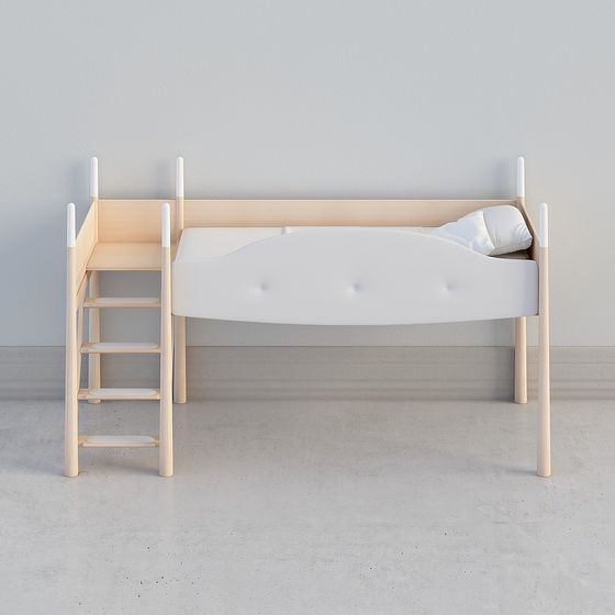Minimalist Loft Bed 3D model