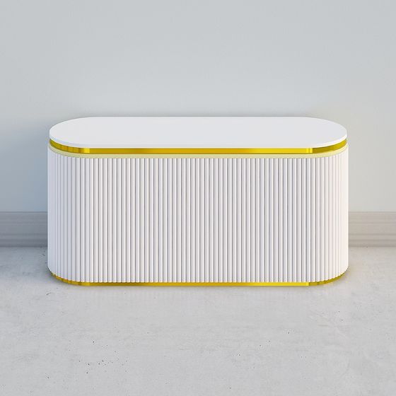 Elegant Oval Fluted Coffee Table 3D model