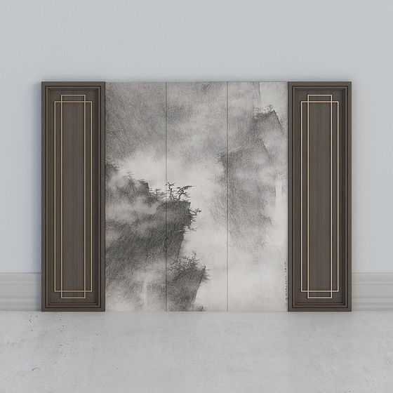 Elegant Landscape Screen 3D Model for Design Projects