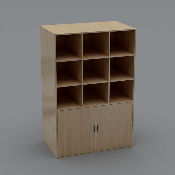Modern Minimalist Low-Poly Bookshelf 3D model
