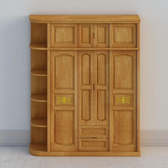 Classic Wooden Wardrobe 3D model