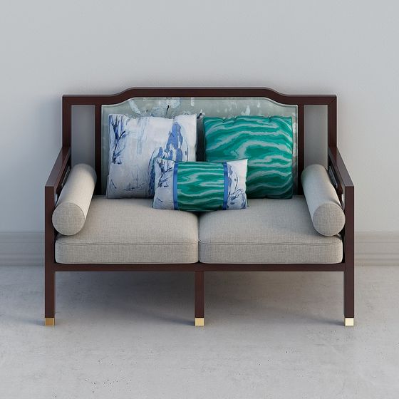 Elegant Low-Polygon Sofa 3D model