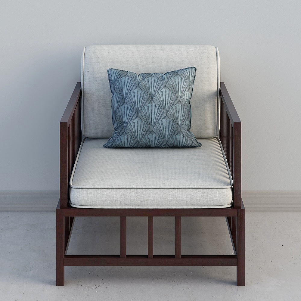 TS-SD-SF106- Single Sofa (White Wax Wood)