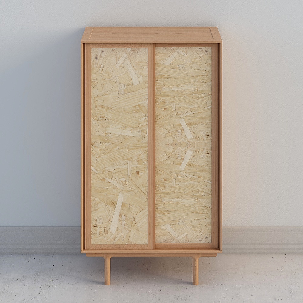 Elegant Wooden Sliding Cabinet 3D model