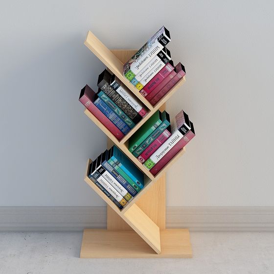 Artistic Low-Poly Bookshelf 3D model