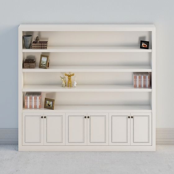 White Shelf Cabinet 3D Model for Storage Needs