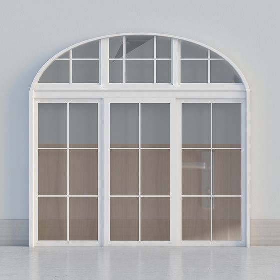 Stylish Arch Glass Door 3D model for Modern Spaces