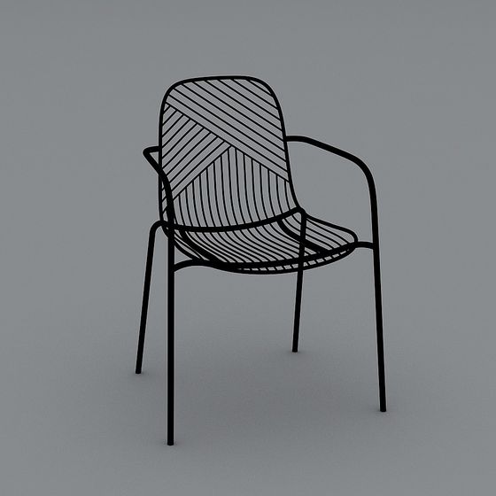Elegant Minimalist Metal Chair 3D Model
