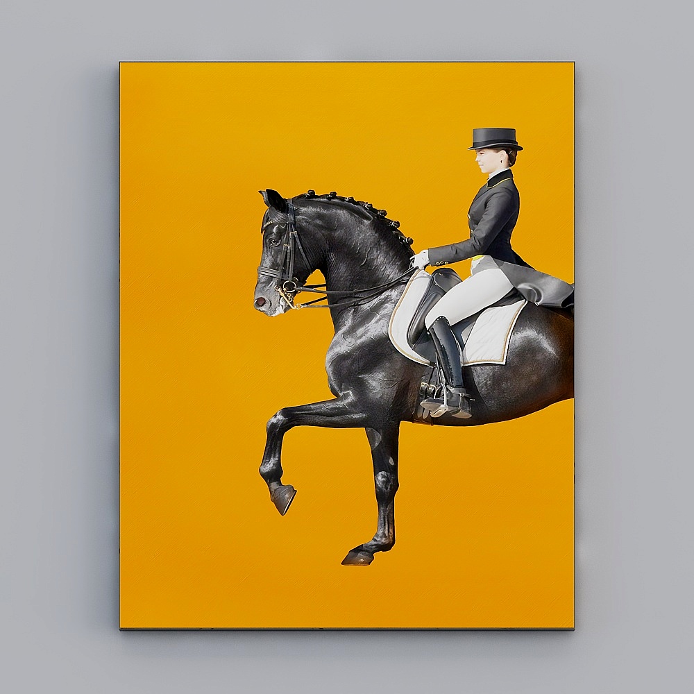 Elegant Black Horse and Rider 3D model