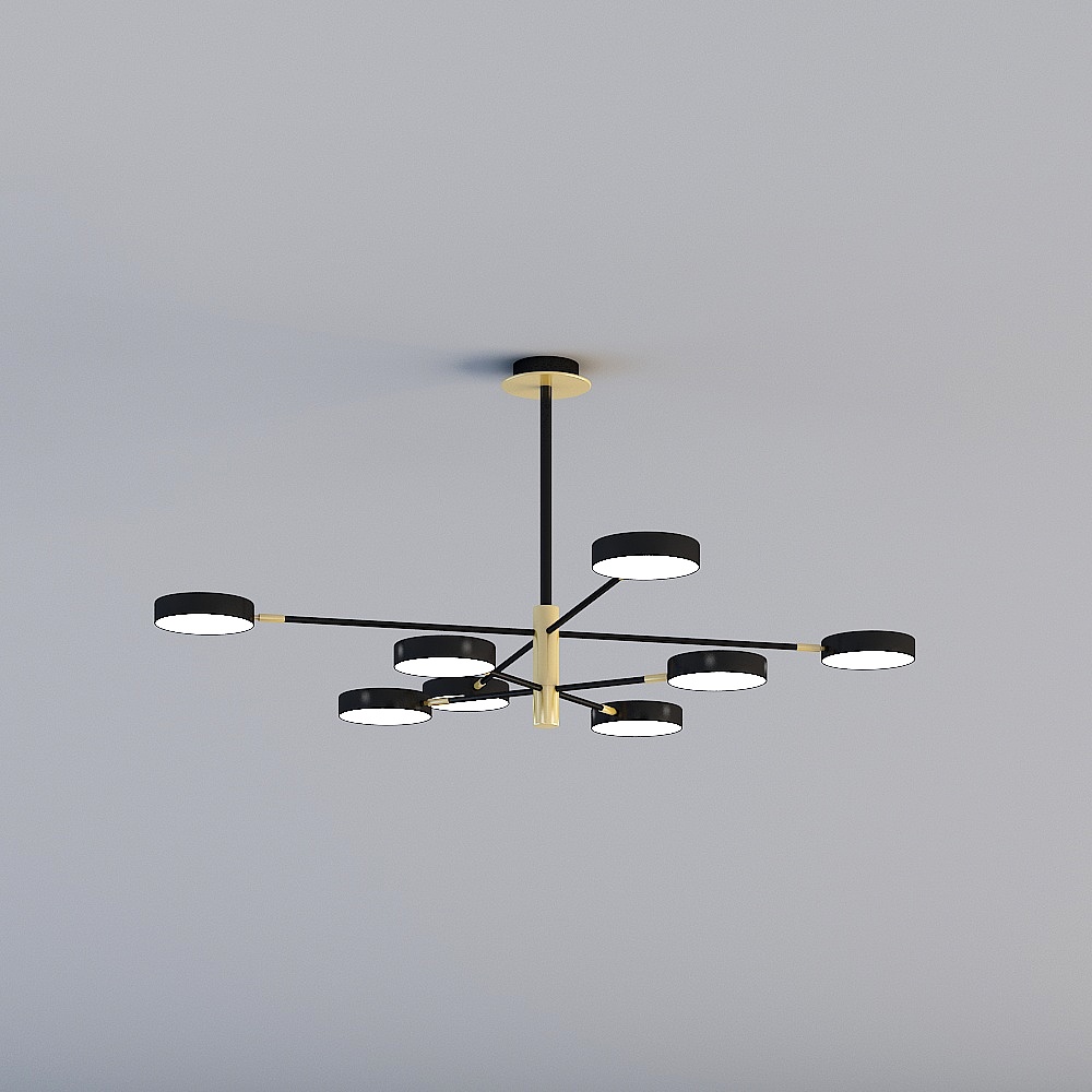 D351 black 8-head Landy lighting Nordic style lighting after modern living room lights simple post-modern hall chandelier creative personality master bedroom lighting