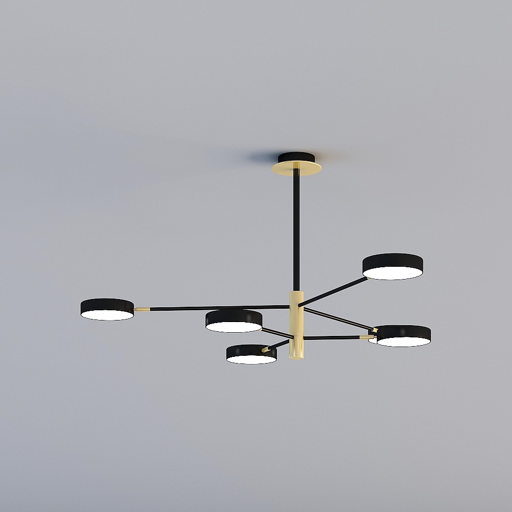 D351 black 6-headed Landy lighting Nordic style lighting after modern living room lights simple post-modern hall chandelier creative personality master bedroom lighting
