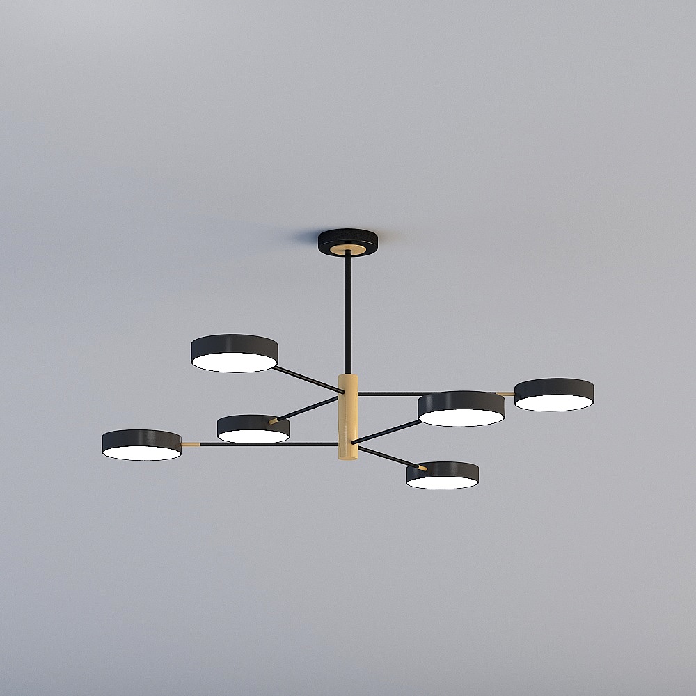 D350 black 6-headed Landy lighting Nordic style lighting after modern living room lights simple post-modern hall chandelier creative personality master bedroom lighting