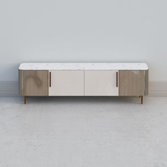 Stylish Low-Polygon TV Stand 3D model for Modern Interiors