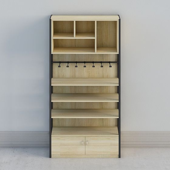 Modern Minimalist Low-Poly Bookshelf 3D Model