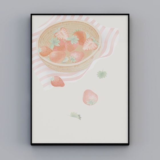 Charming Strawberry Basket 3D model